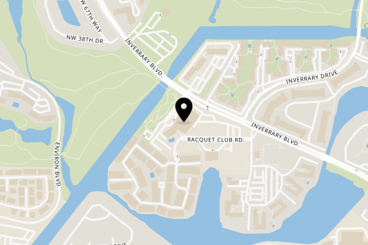 Map showing the location of Palm Court Cafe on 3501 Inverrary Blvd in Lauderhill